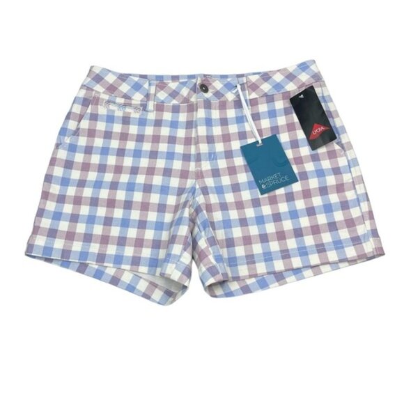 NWT MARKET & SPRUCE Checkered Chino Shorts Sz 8 Multicolor - Picture 3 of 5